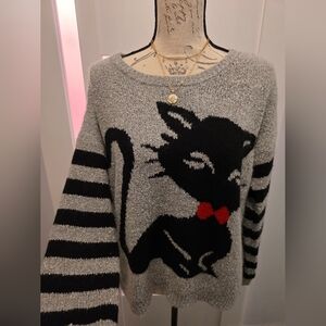 Poof! Gray and Black Size L Cat Sweater
